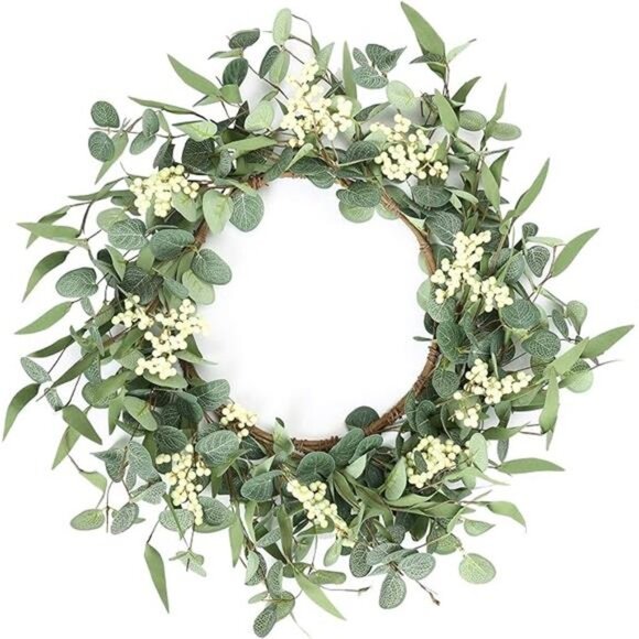20'' Eucalyptus Wreath for Front Door, Porch, Window - Green Decor for Home - Picture 7 of 7